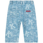 Younger Girls Blue Denim Varsity Logo Jeans, 1, hi-res